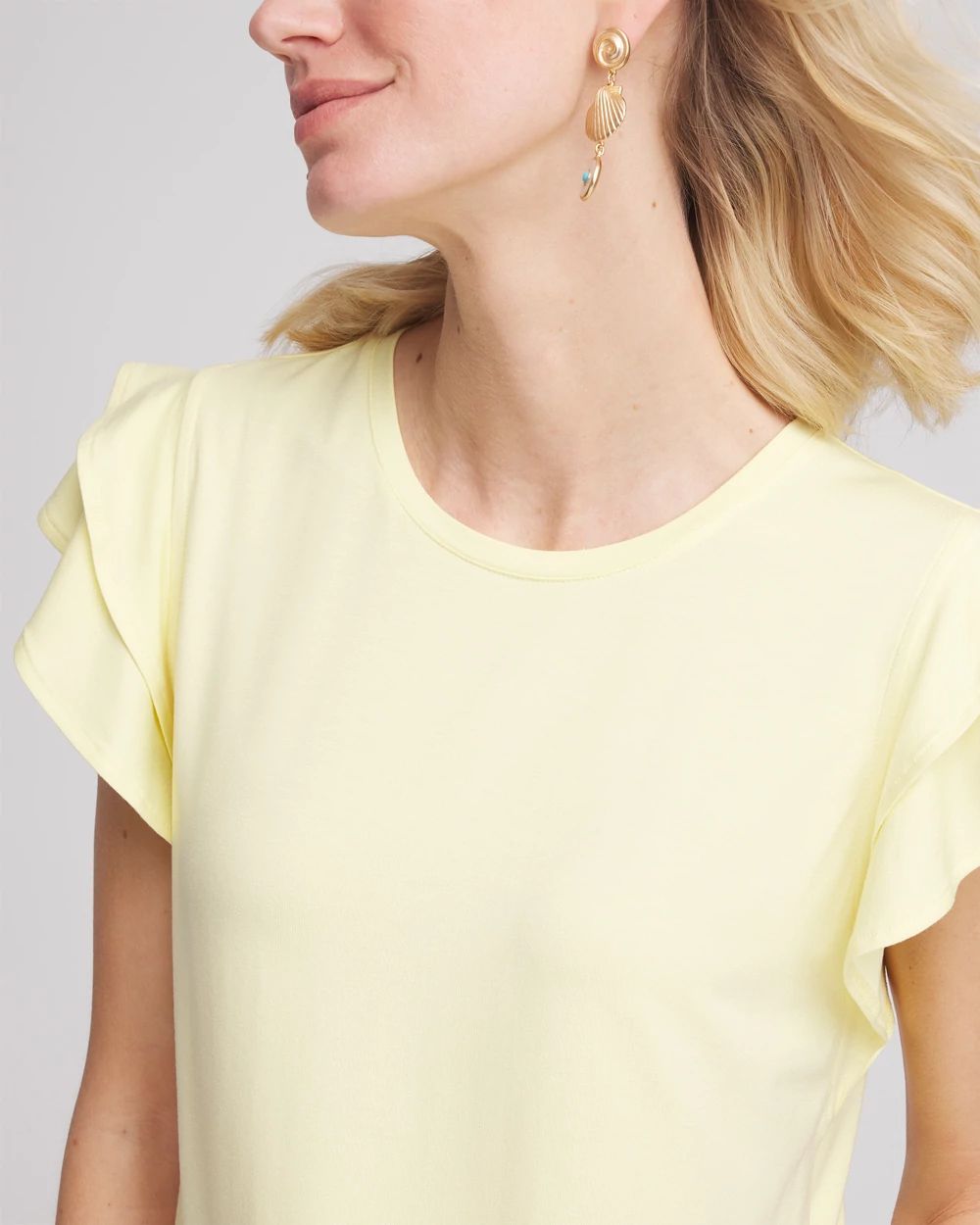★TESTMECHANISM★ Heart & Clover Mix Casual Short Sleeve Touch of Cool™ Flutter Sleeve Tee | Chico's
